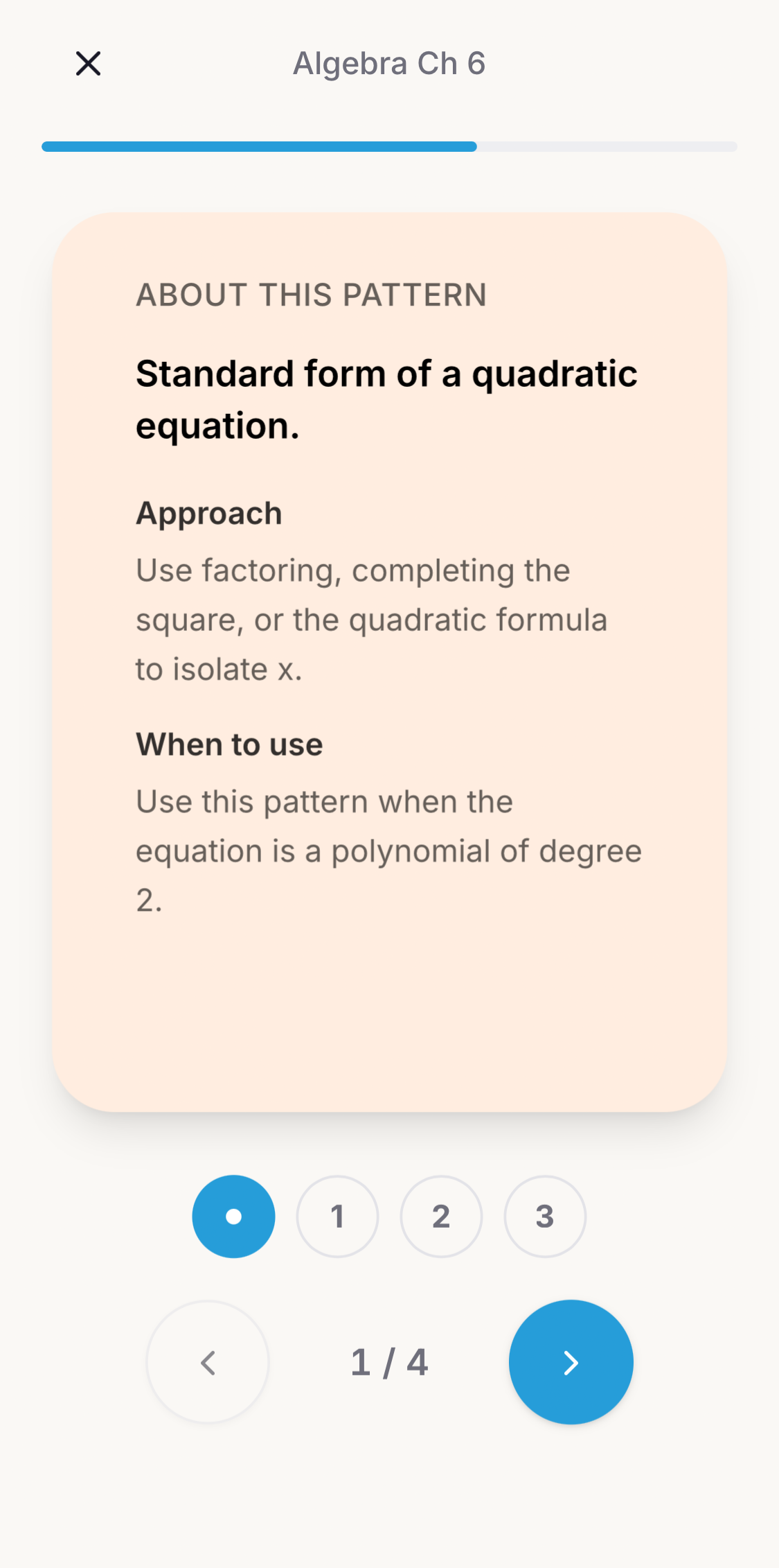 Algebra equation flashcard step 2