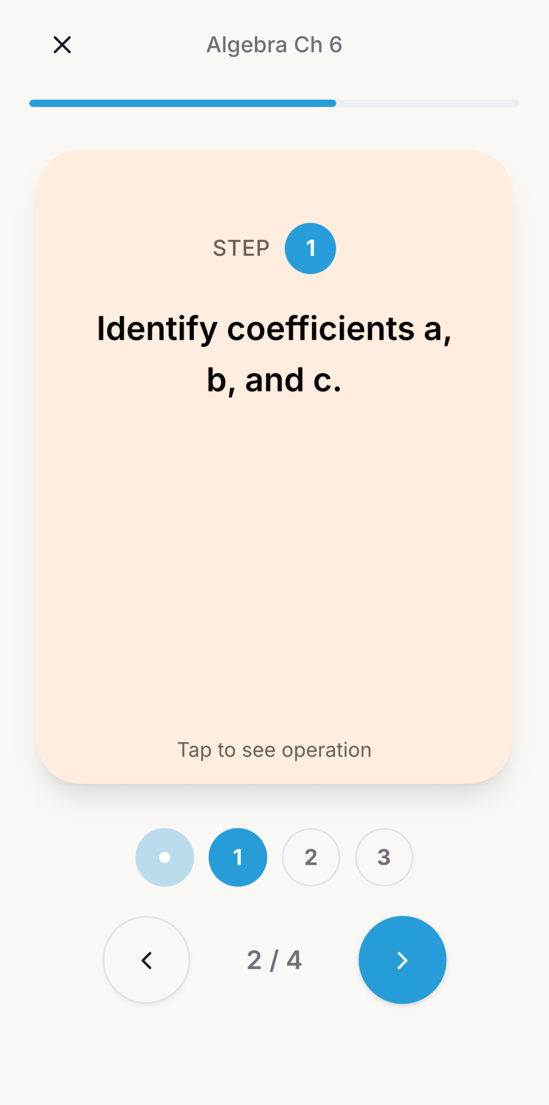 Algebra equation flashcard step 3